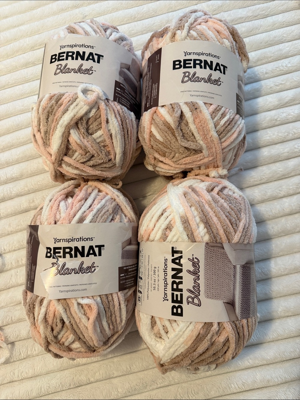 Bernat Blanket Yarn Bundle in Pink, Cream & Taupe Tones (4)